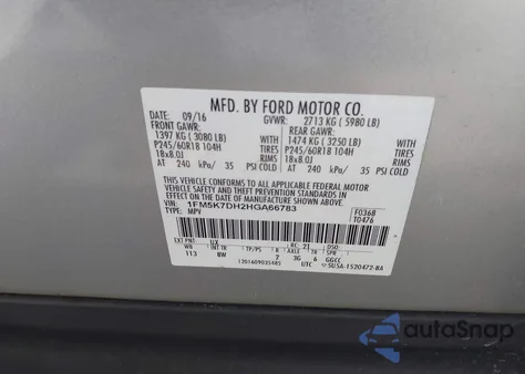 2017 Ford Explorer Xlt from USA, damaged, VIN 1FM5K7DH2HGA66783